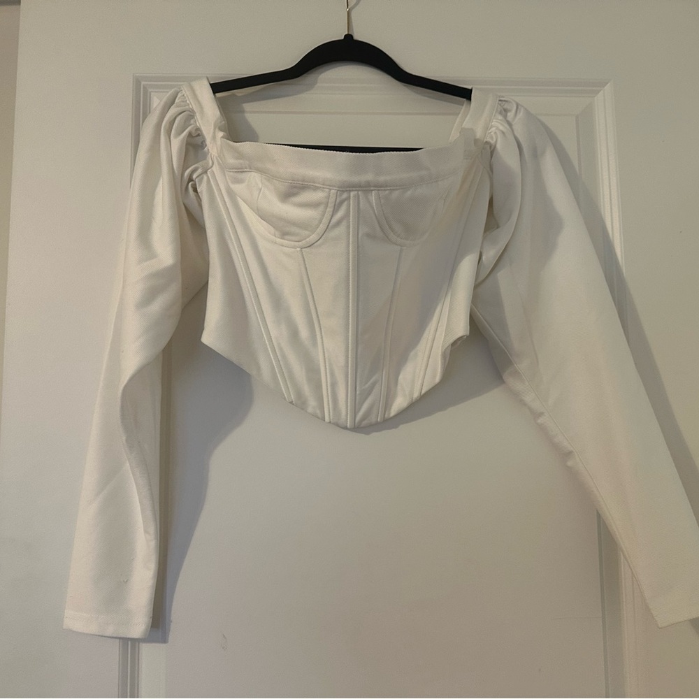 Chic White Off-Shoulder Corset Blouse